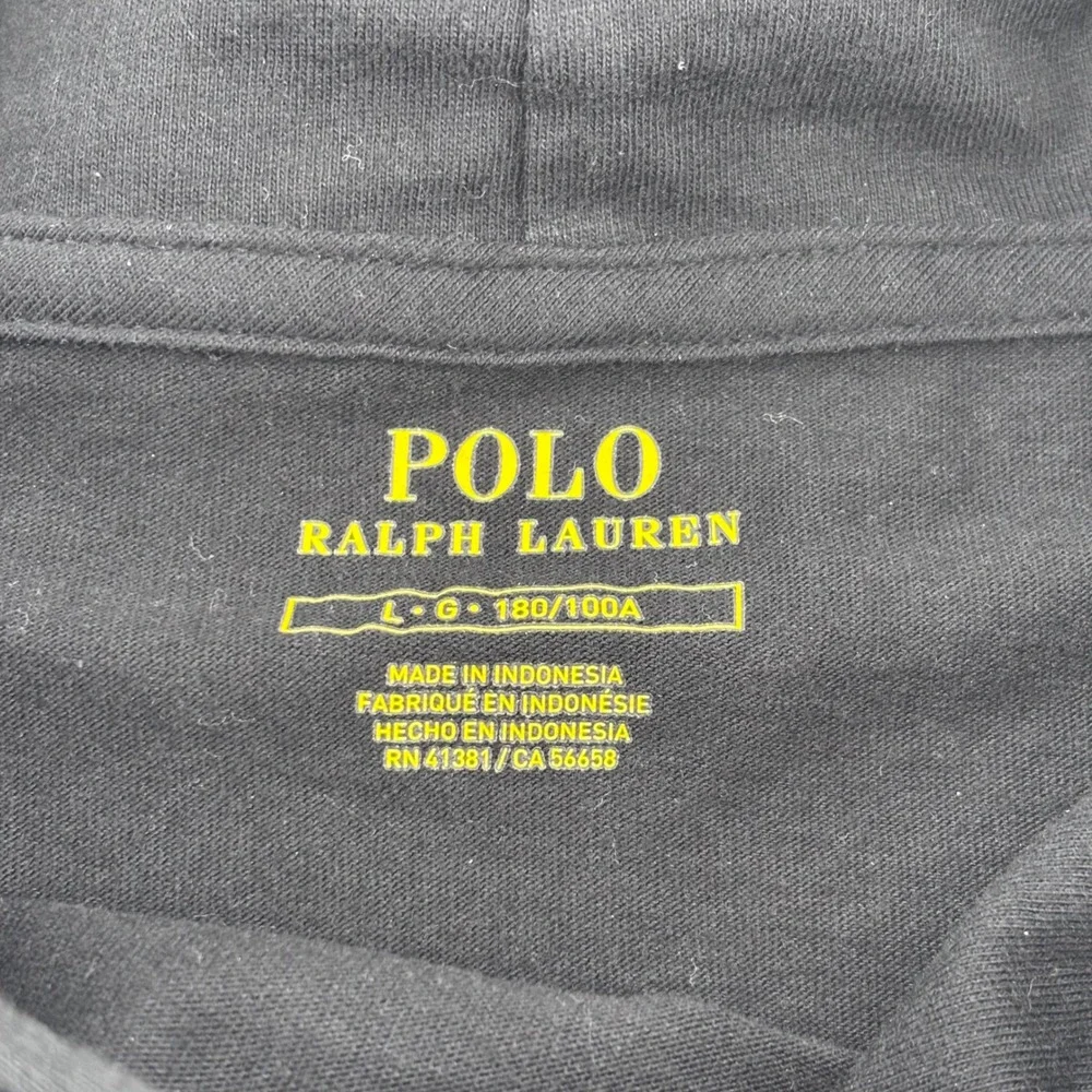 Polo‎ Ralph Lauren Hooded T-Shirt Mens Large Black Red Pony Logo Long Sleeve Tee